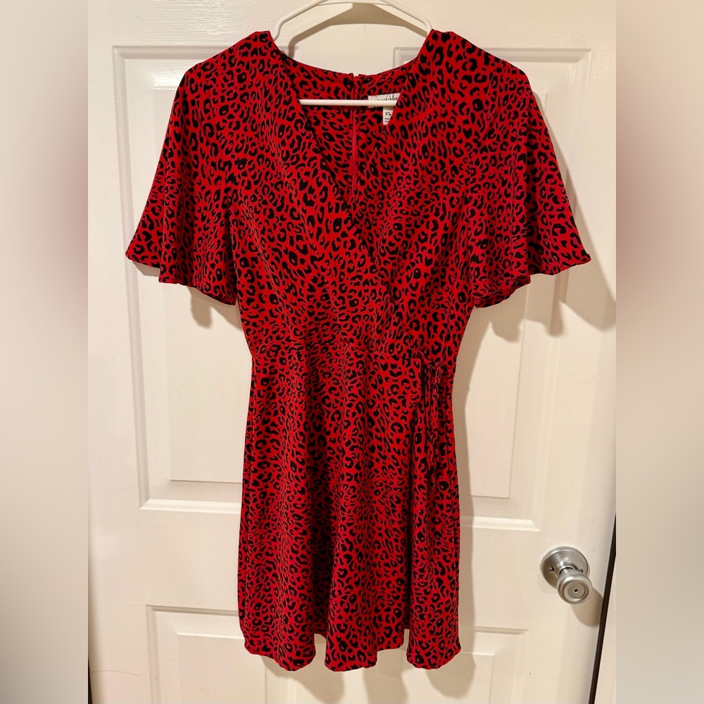 Speechless // Wrap Dress // Red Leopard Print // Size XS